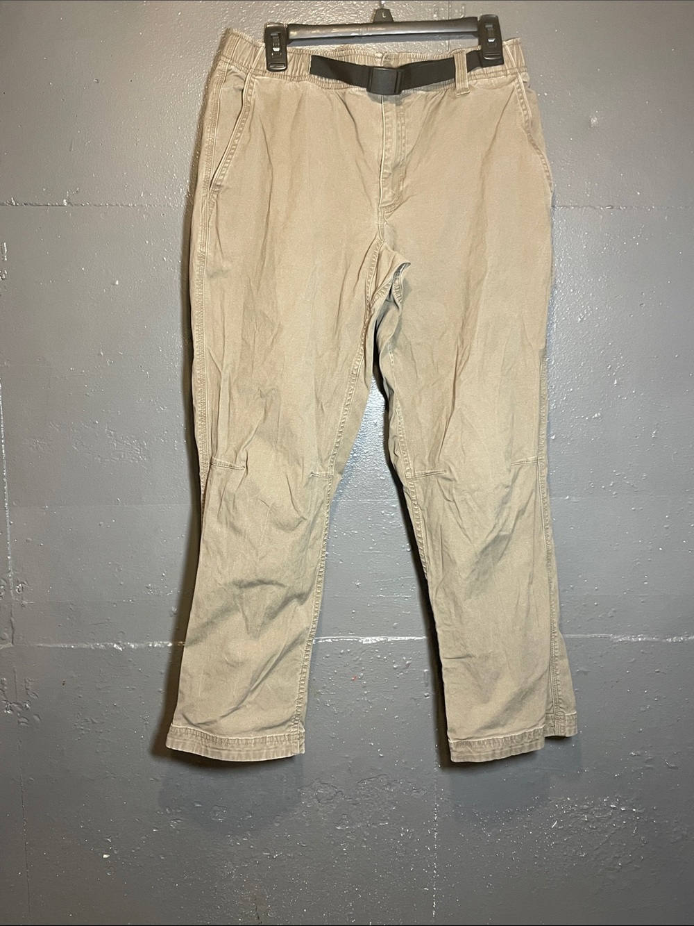 Duluth Trading Co Tan Chino Pants with Integrated Belt